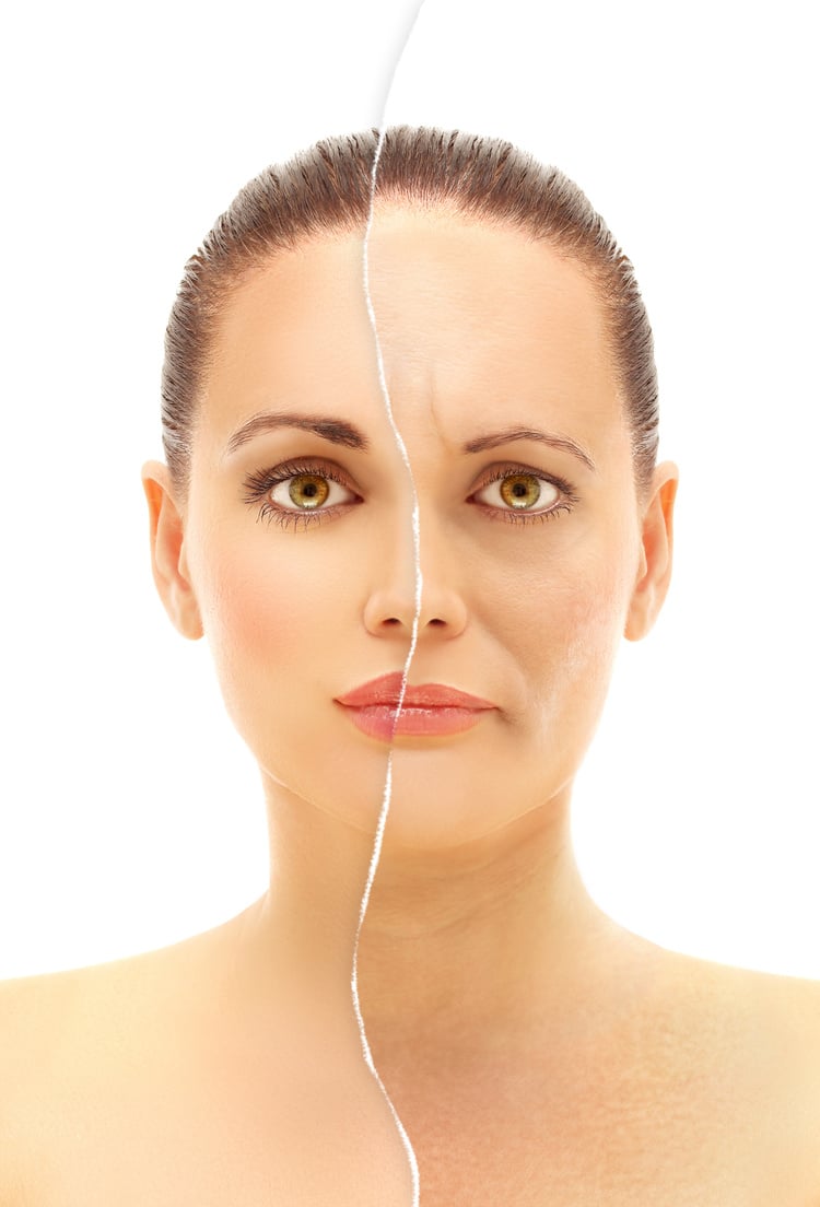 Process of aging.Age changes.Woman of different ages, concept skin aging.